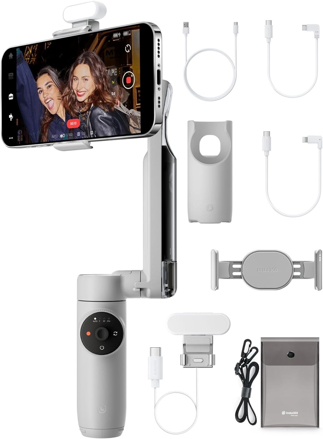 Insta360 Flow Creator Kit Axis Gimbal Stabilizer for Smartphones Gray Open Box