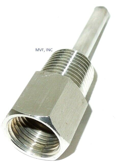Thermowell 304ss 1/2" Female NPT x 4" L x 3/4" Male NPT Protection Tube 301ER83
