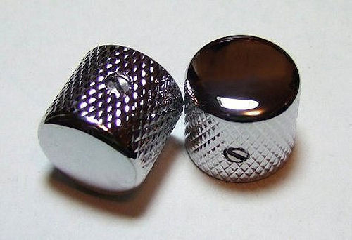Guitar Parts METAL DOME KNOBS Knurled Barrel - 1/4in Hole - Set of 2 - CHROME