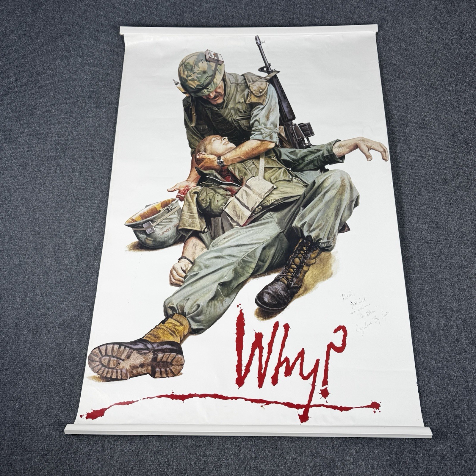 Vintage 1985 Paul Simmons "Why?" Anti War Poster Vietnam USA Military