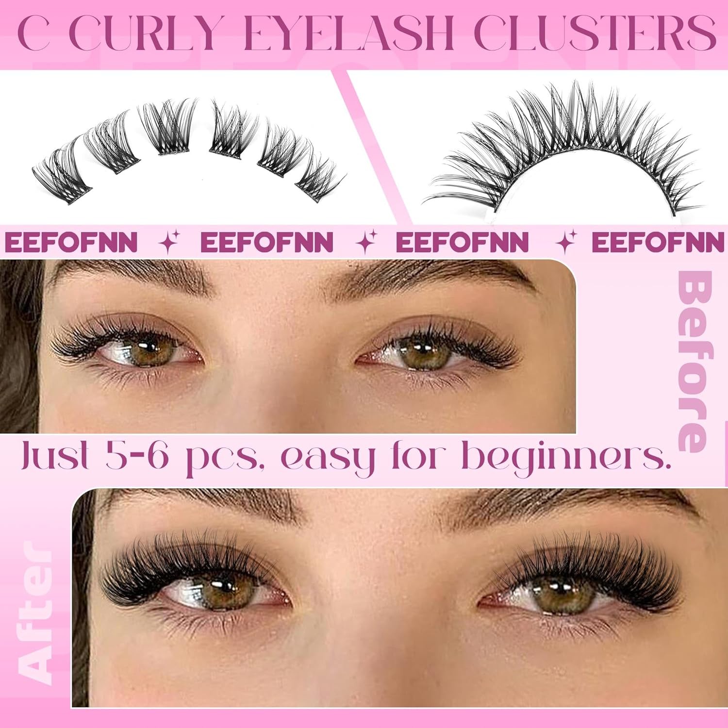 Wispy Lash Clusters Natural Eyelash Clusters C-Curly Cluster Eyelash Extensions