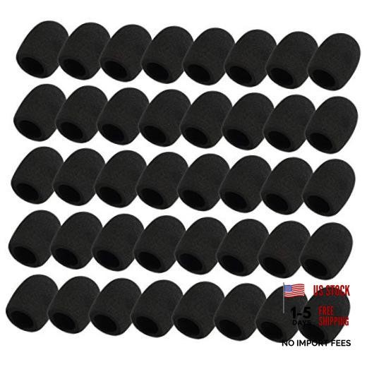 40 Pack Foam Mic Covers Handheld Microphone Windscreen Black Mic Sponge Foam