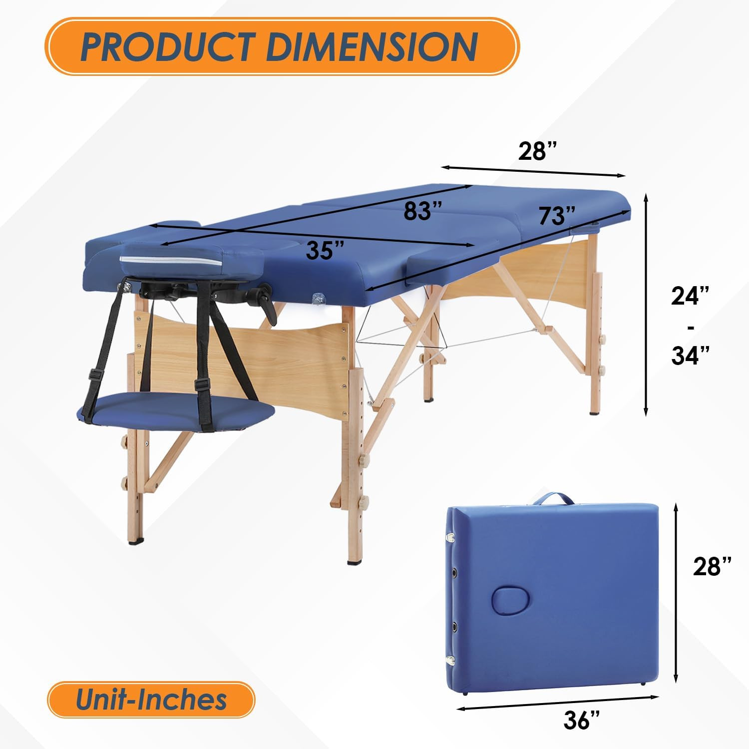 Massage Bed Portable Massage Table 2 Folding Lash Bed Height Adjustable 28 Inch