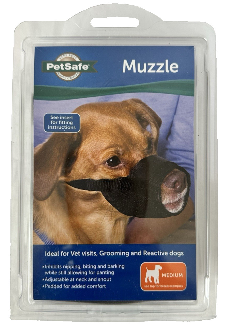 Petsafe Muzzle -Medium Breeds Black Padded for Comfort & Adjustable! MUZ-M-BLK