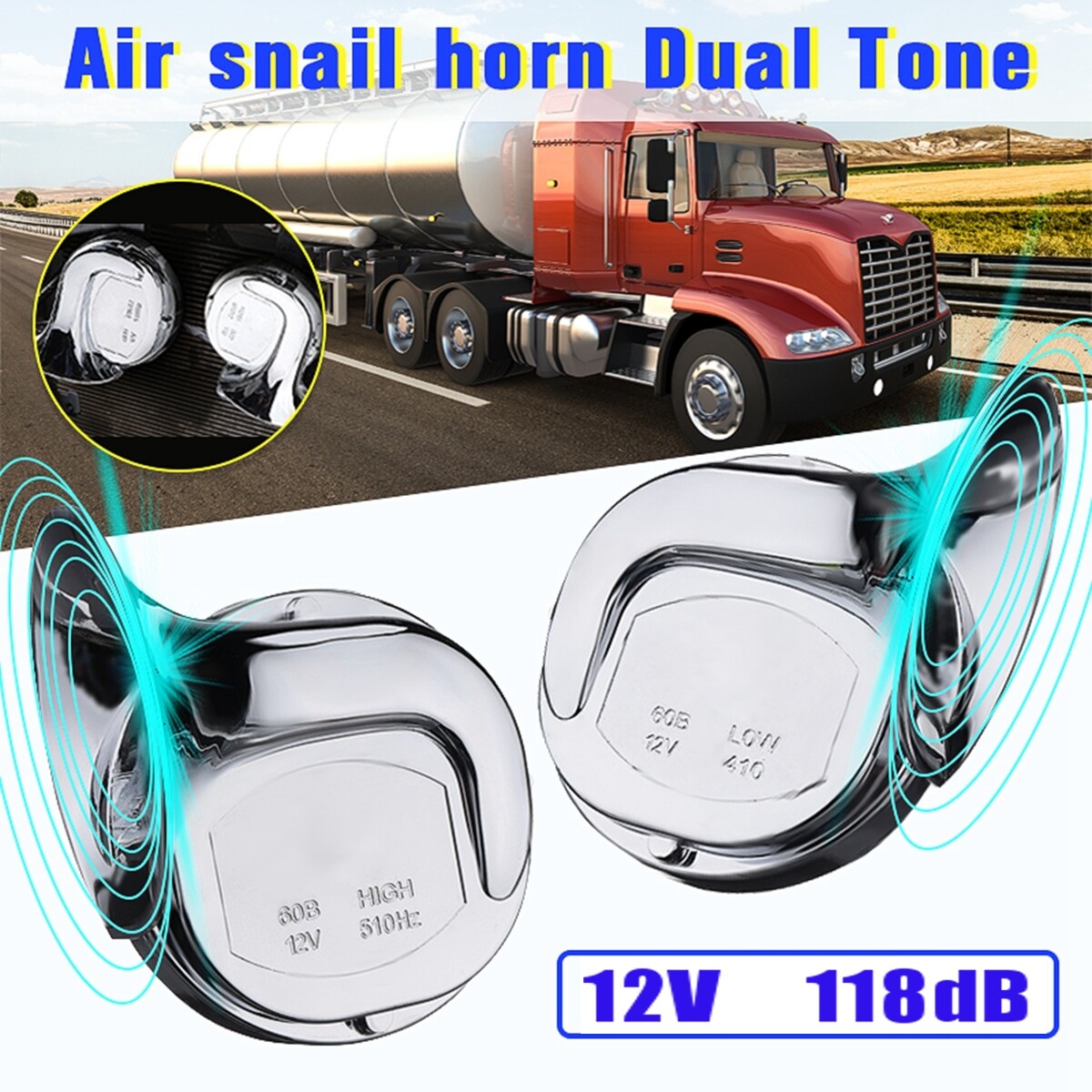 2x 12V Loud Electric Snail Air Fanfare Double Tone For Motorcycle Car Boat