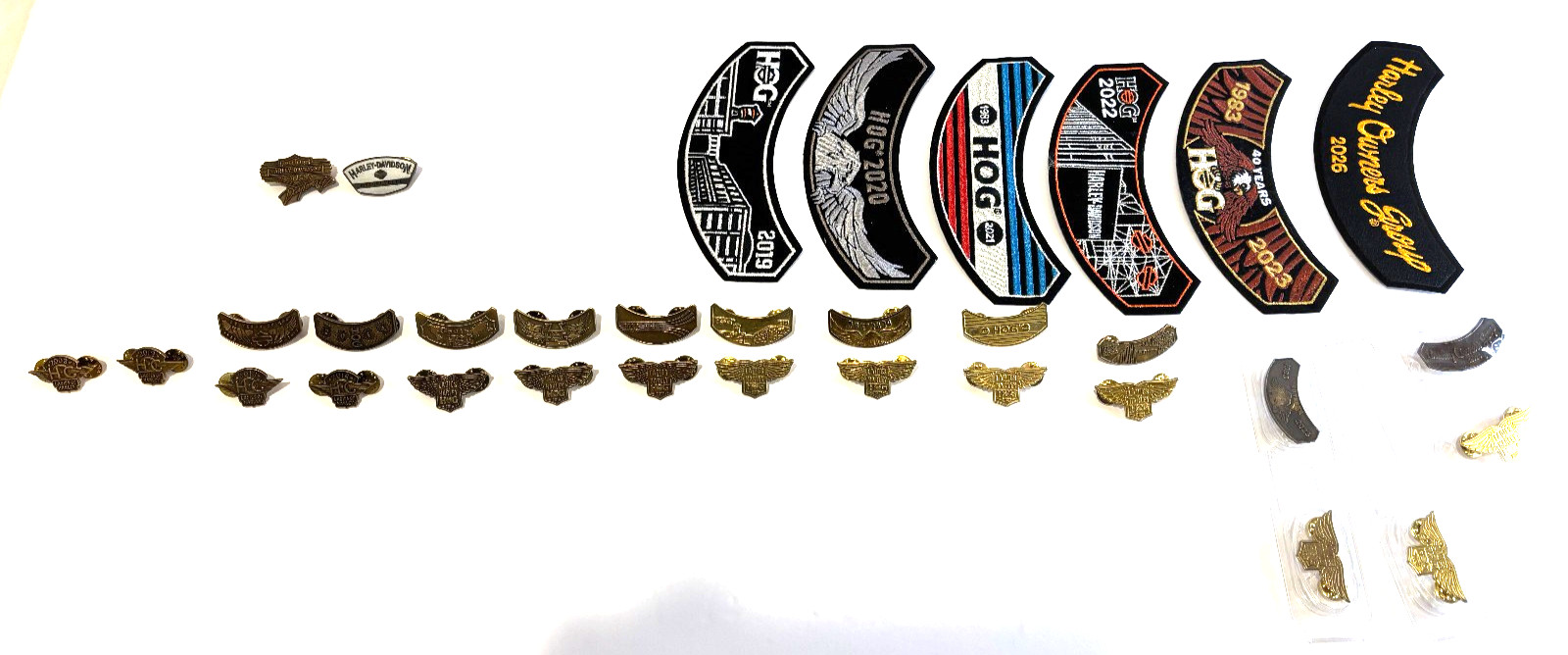 Lot Harley Davidson Group HOG Membership Rocker Patches & Pins 2012-2026 READ