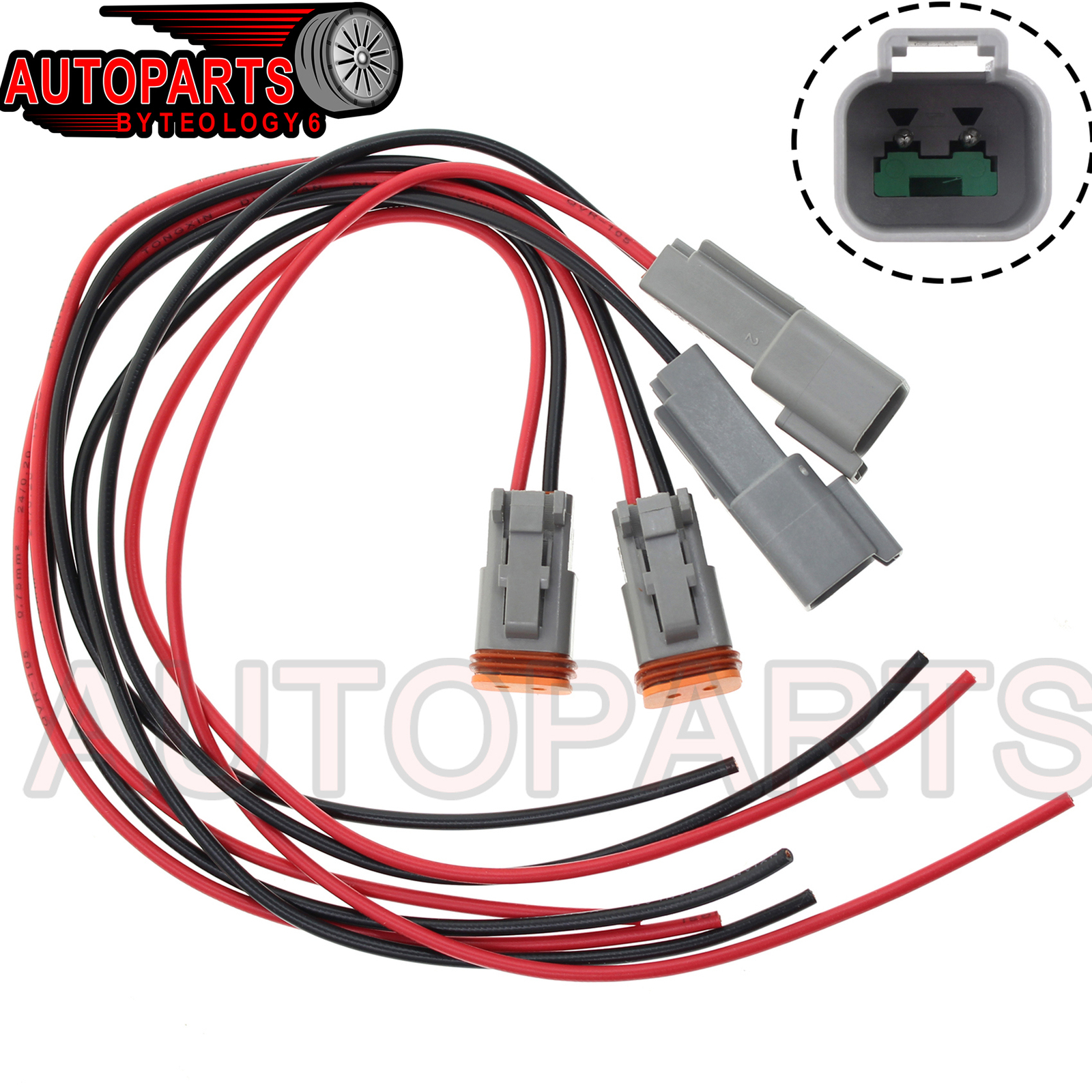 2 x Deutsch DT 2-Pin Pigtail Kit, 14AWG Pure Copper GPT Wire