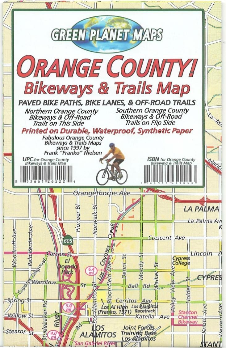 Orange County Bikeways & Trails Waterproof Map by Frank Nielsen