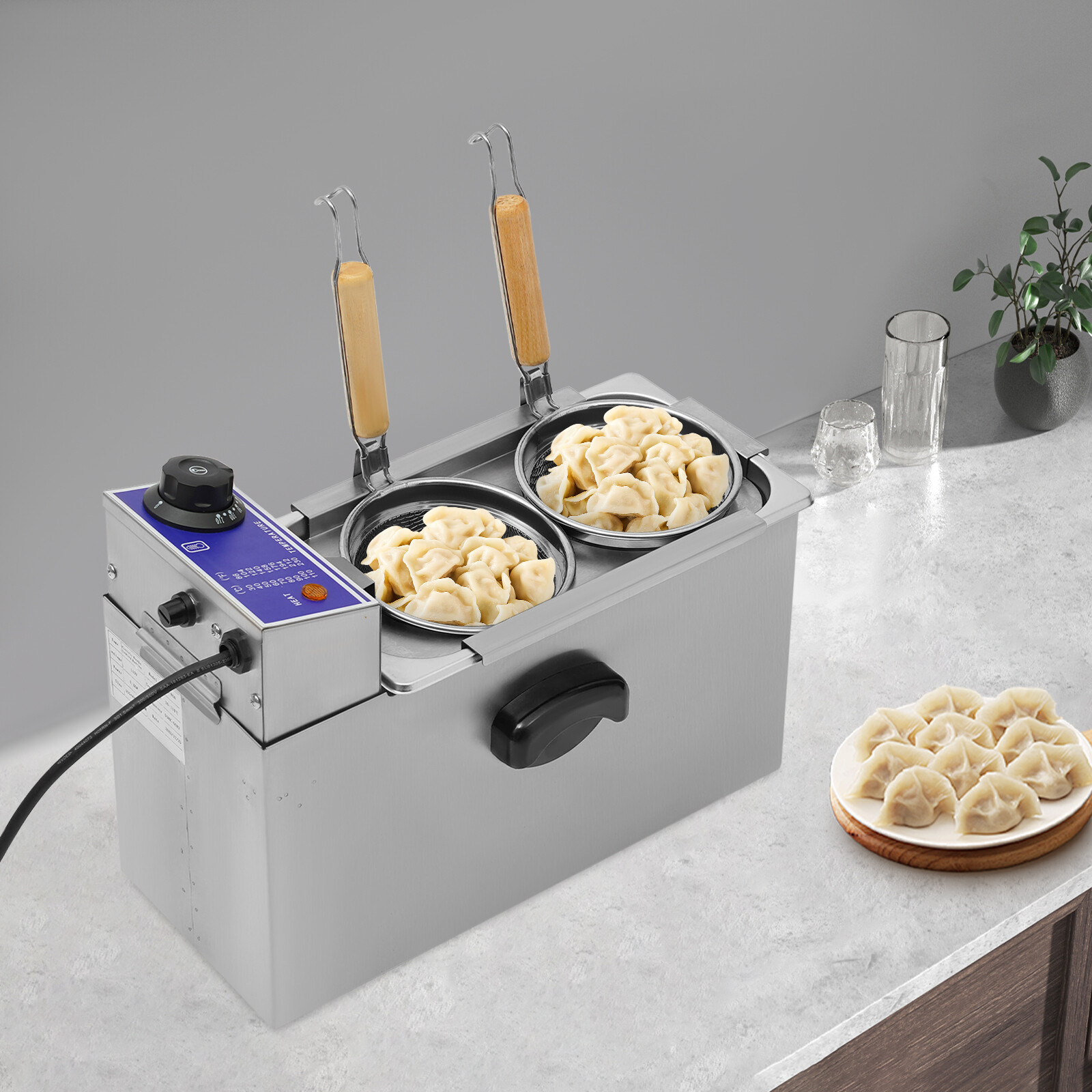 110V Commercial Electric Pasta Cooker 2 Holes Noodle Cooking Machine Pasta Maker
