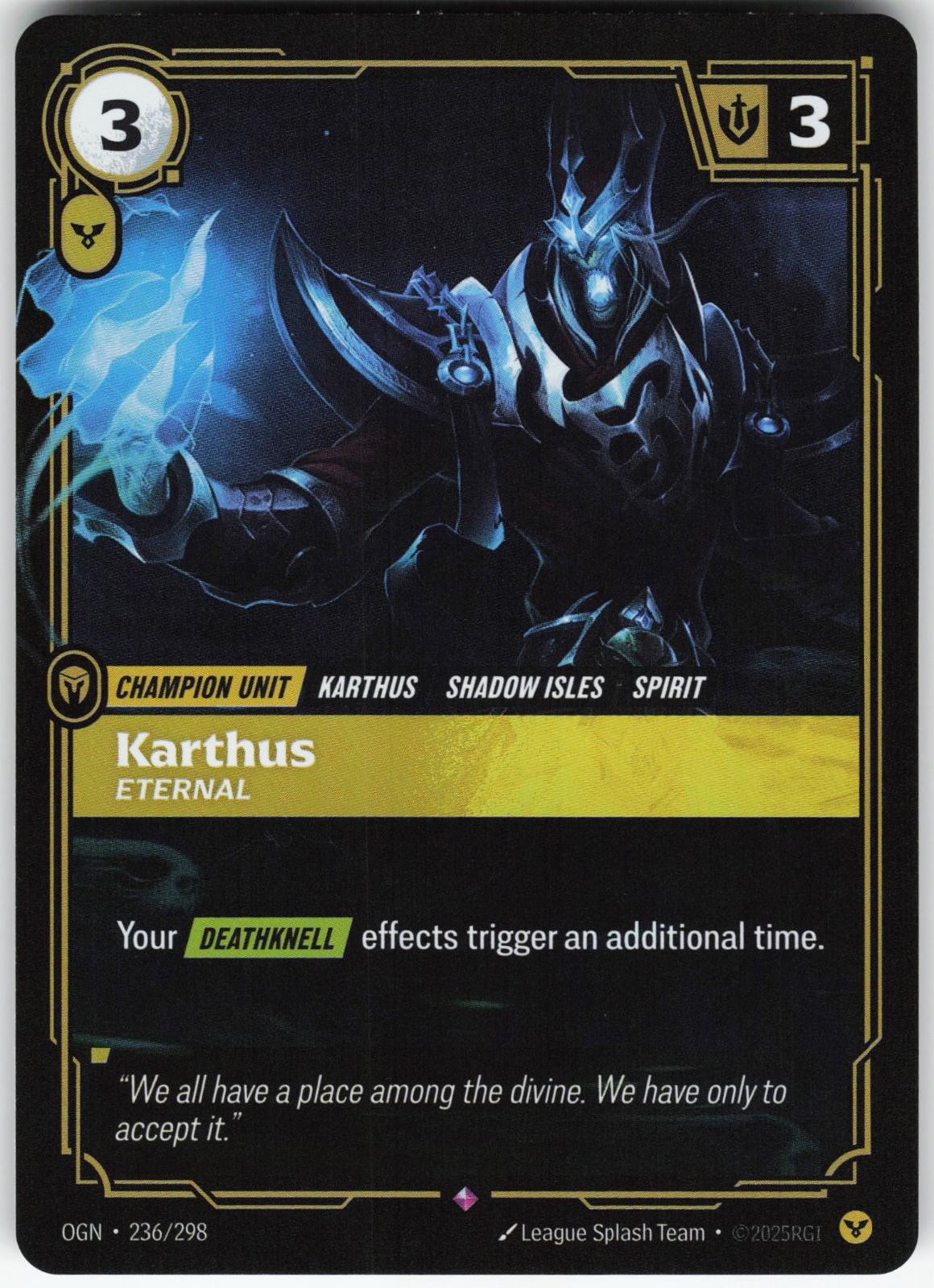 Karthus - Eternal 236/298 Rare Origins Riftbound Near Mint Foil
