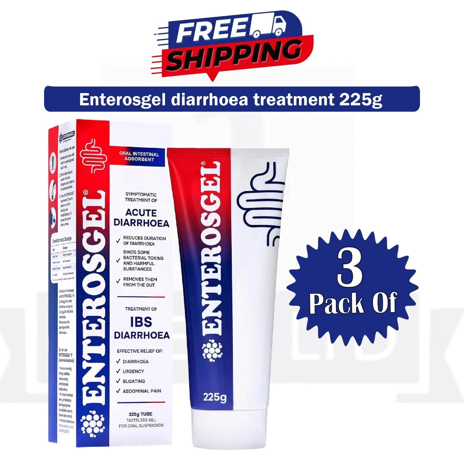Enterosgel oral suspension 225 g intestinal adsorbent - PACK OF 3
