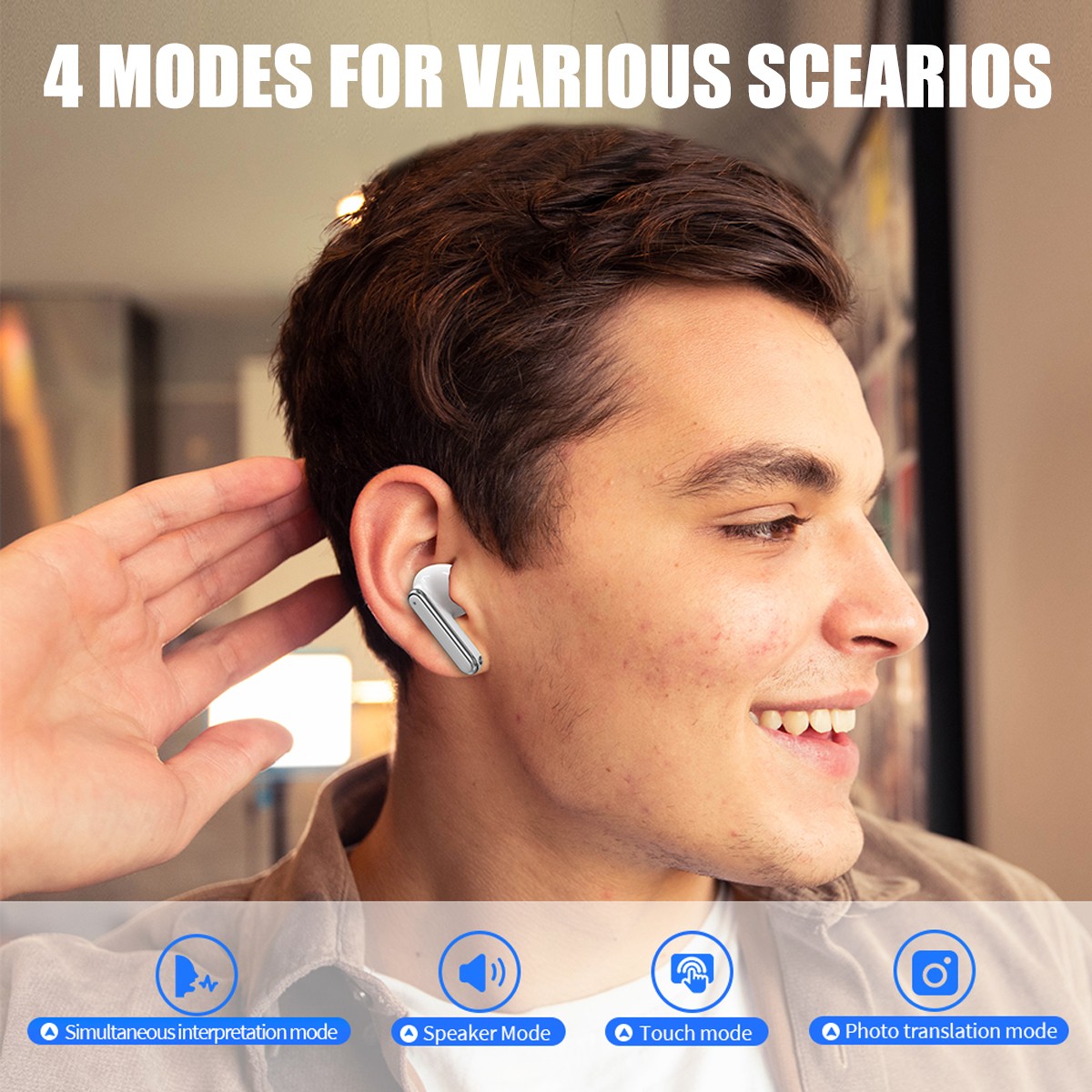 150 Language Translator Earbuds High Accuracy Wireless Bluetooth 5.3 Two Way ..