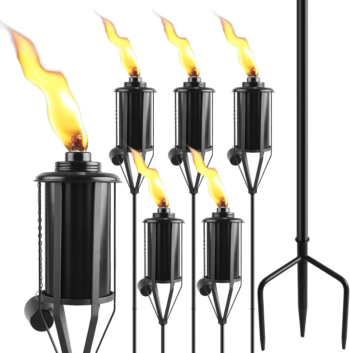 Home Garden Torch Set of 6 Each with 16 oz Capacity Outdoor Metal Torch Design