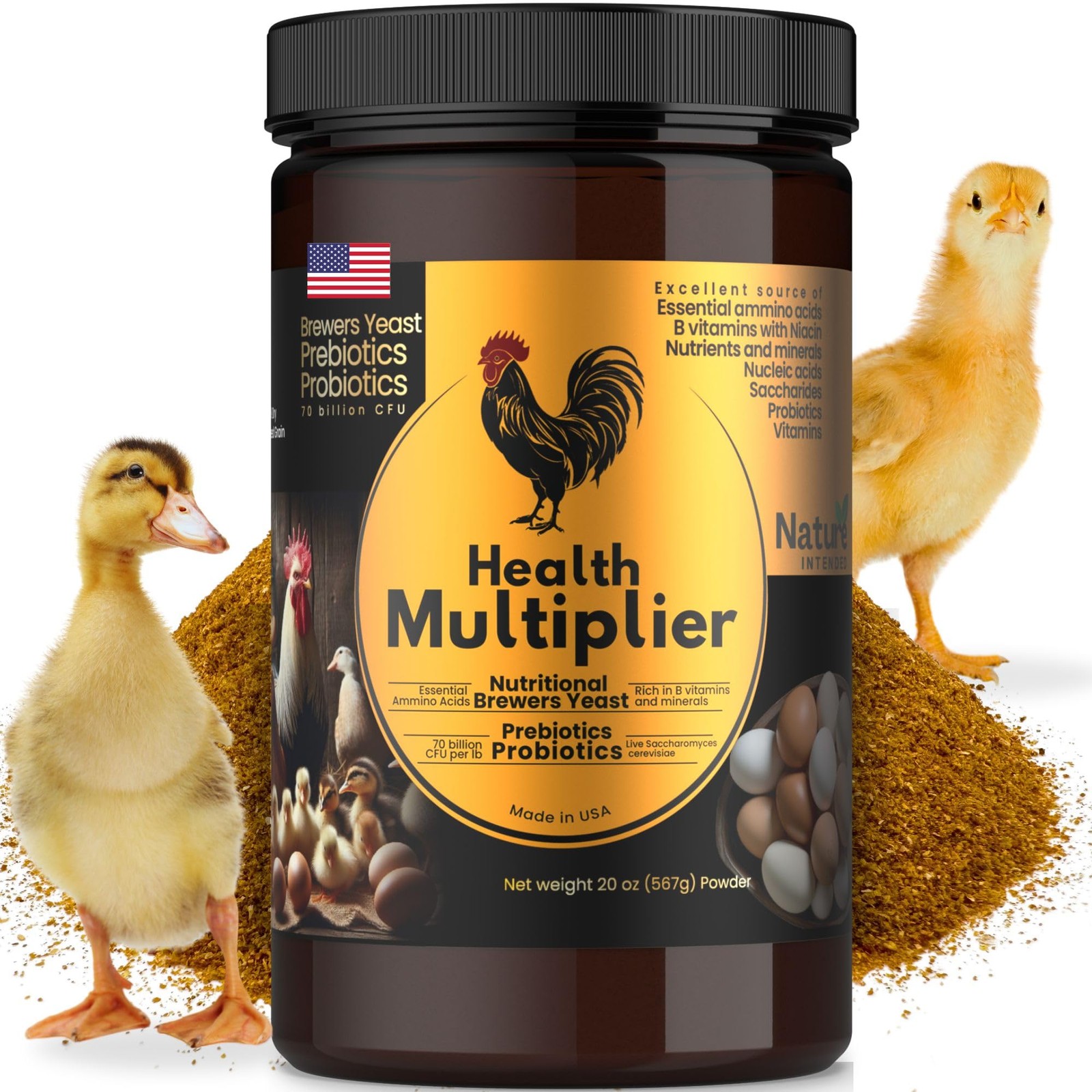 Brewer's Yeast + Probiotics + Niacin + Vitamins Supplement for Ducks, Chicken...