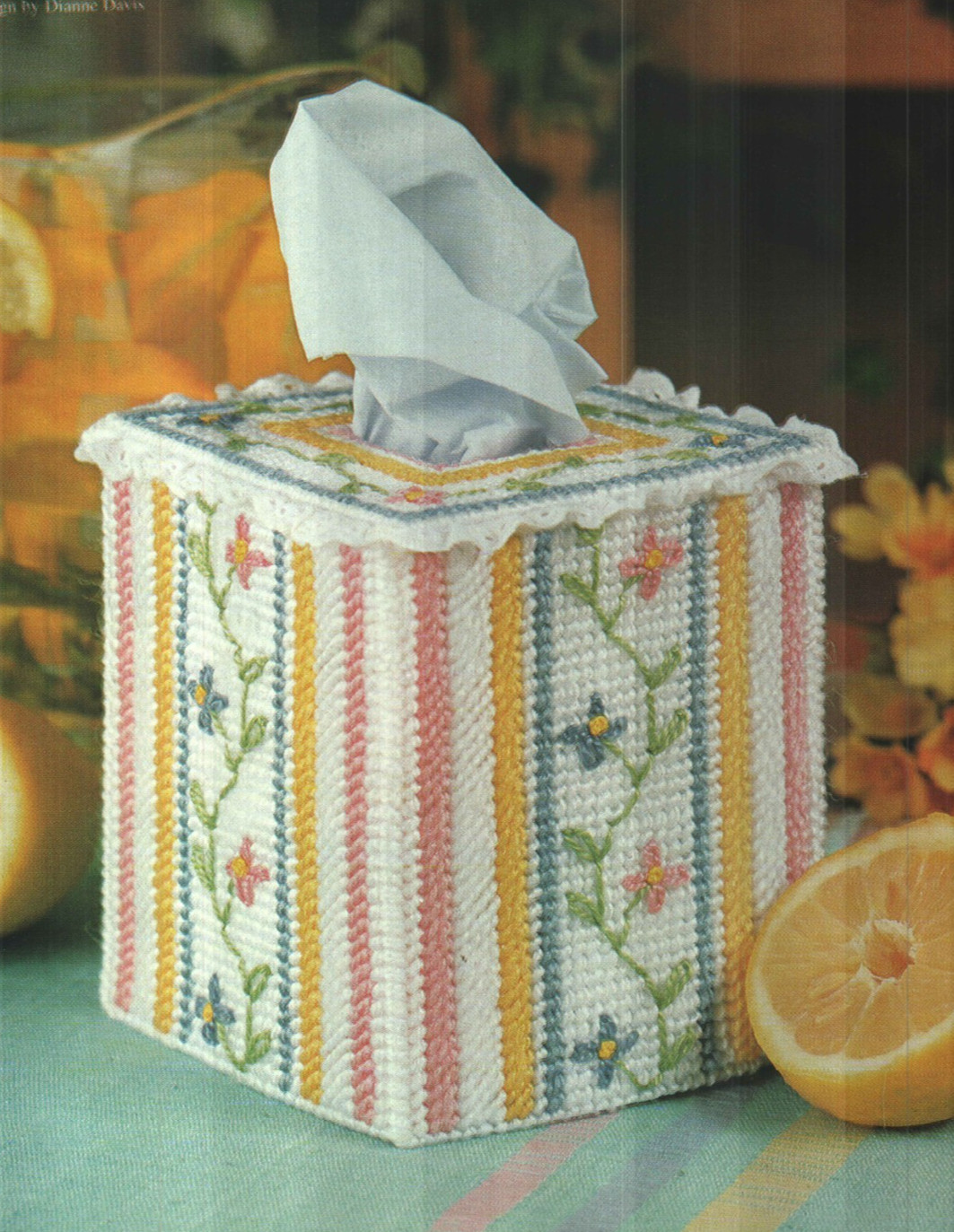 GARDEN TRELLIS TISSUE BOX COVER HOME DECOR PLASTIC CANVAS PATTERN INSTRUCTIONS