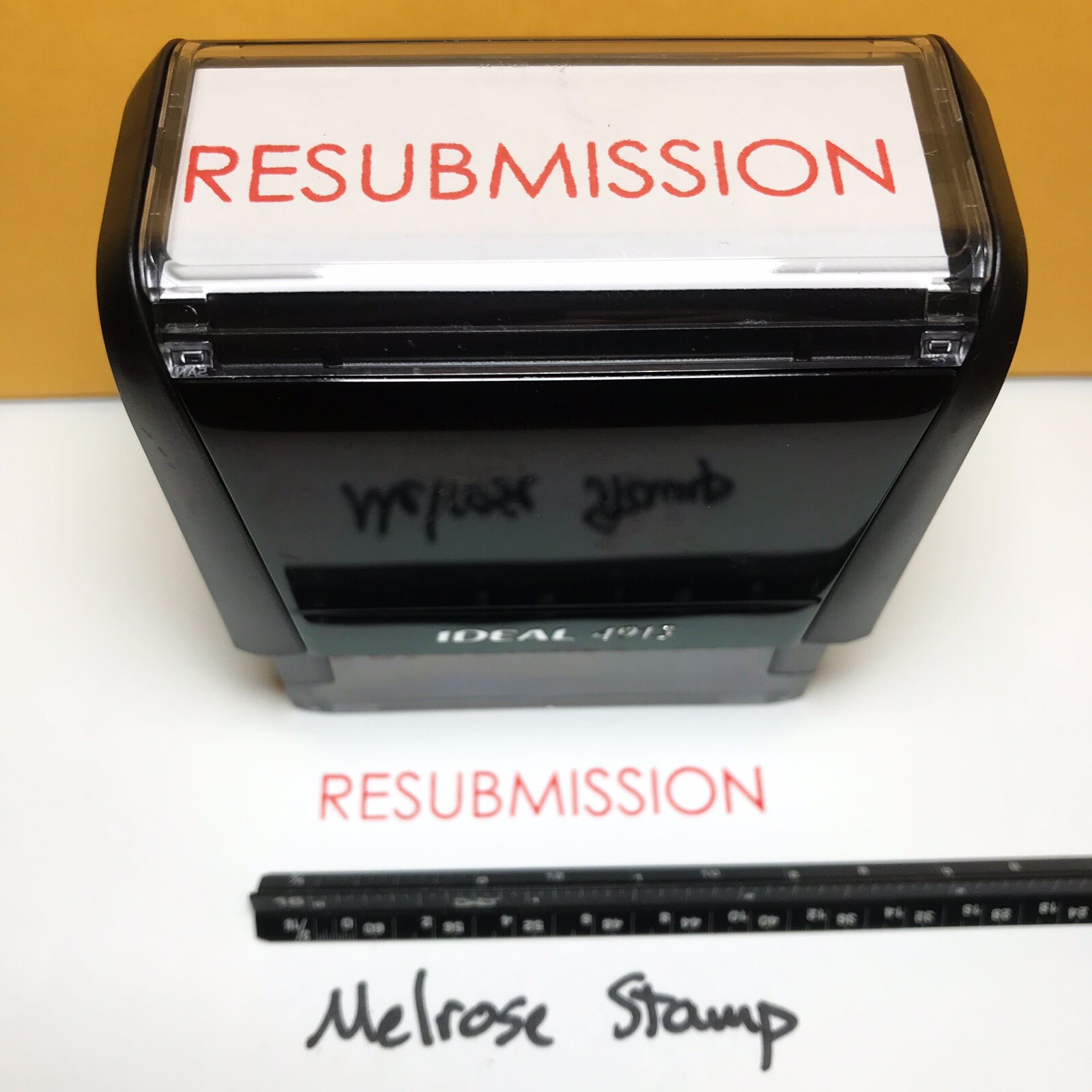 Resubmission Rubber Stamp Red Ink Self Inking Ideal 4913