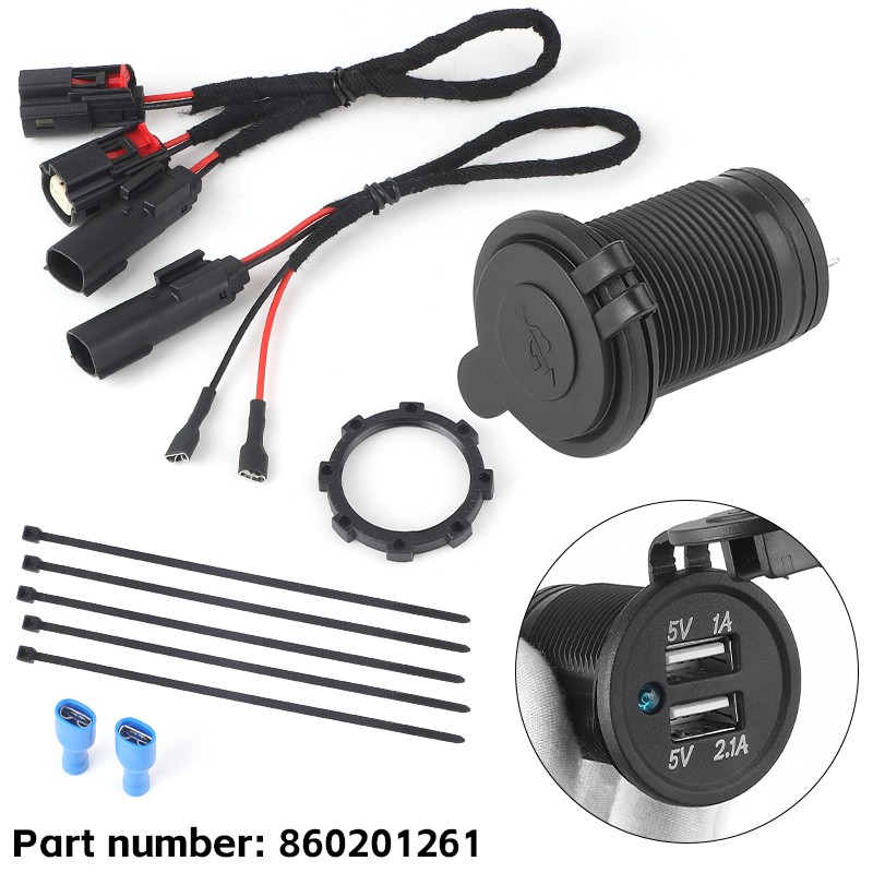 860201261 USB Plug Power Outlet Kit Dual Ports Fit For Ski-Doo REV Gen4 Vehicle