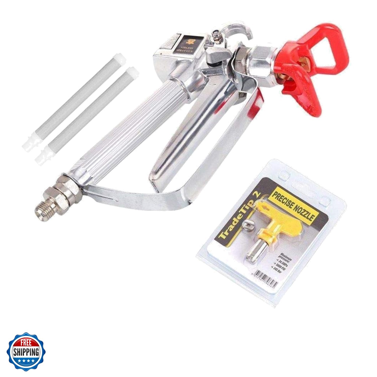 Airless Spray Gun High Pressure with 517 Tips and tip Guard,2 x Airless Paint...