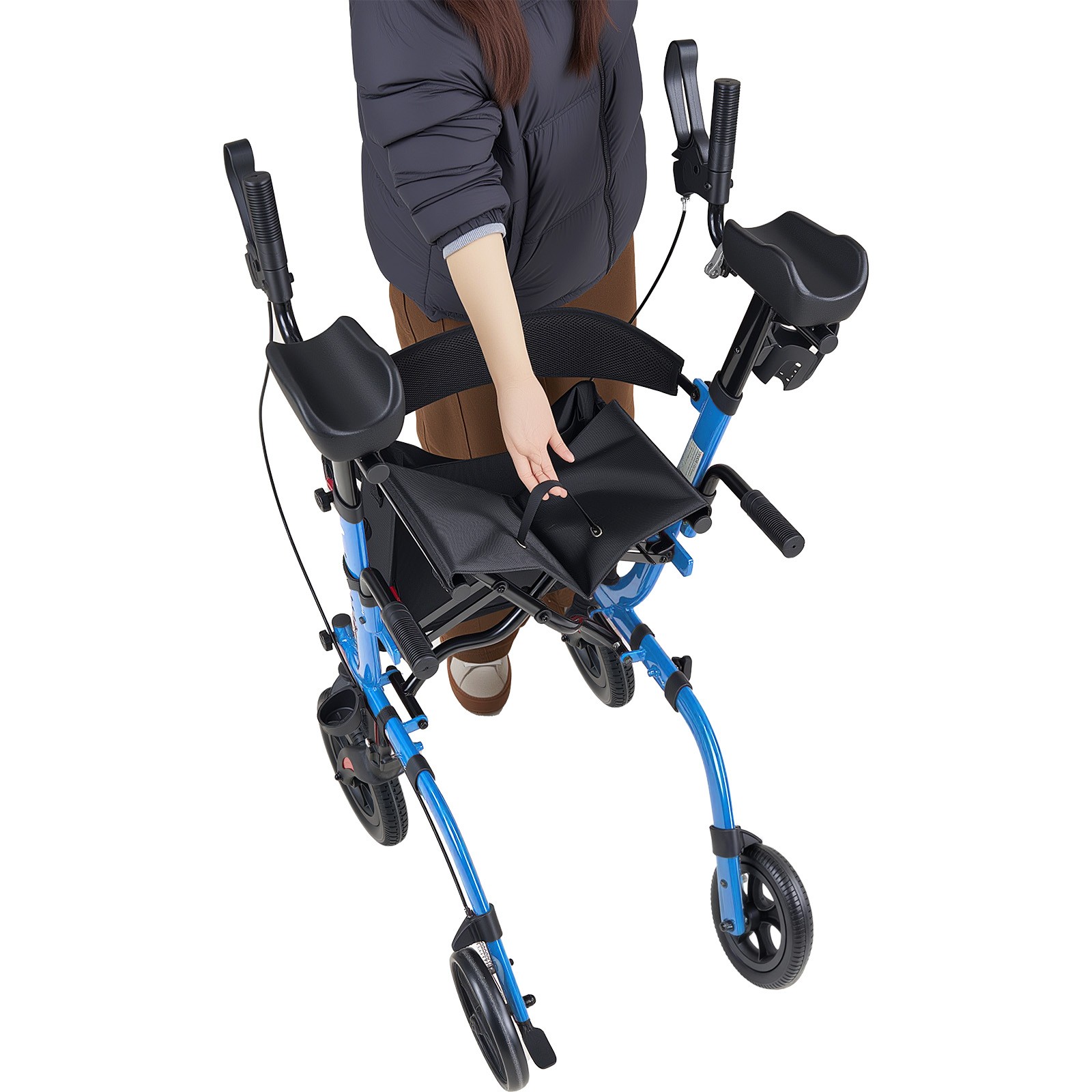VEVOR Rollator Walker for Seniors Foldable Rolling Walker with PU Solid Wheels