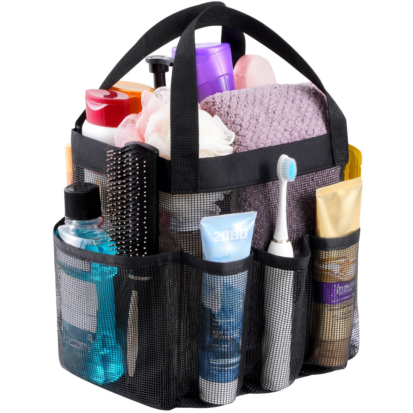 Lifewit Mesh Shower Caddy Portable for M(7.5"L x 6.7"W x 9.5"H), Black