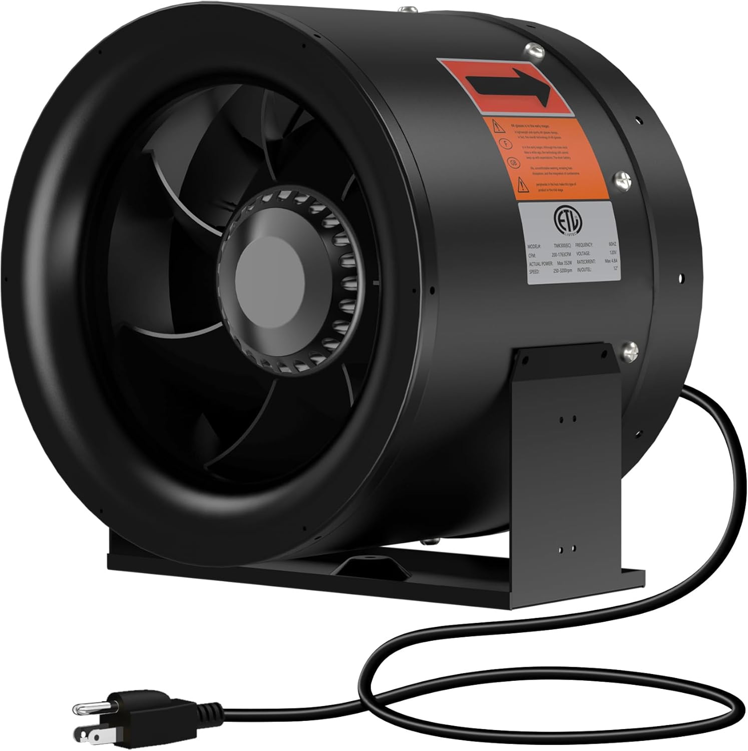 10 Inch Inline Duct Fan,1219 CFM Inline Fan Duct Fan Constant Speed - Ventilatio