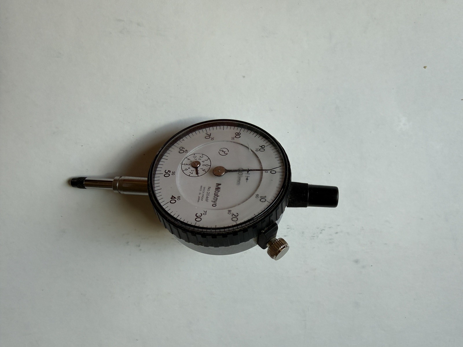 Vintage Mitutoyo Dial indicator Code No 2046F, box, 0.01mm - 10mm. Carbide Ball