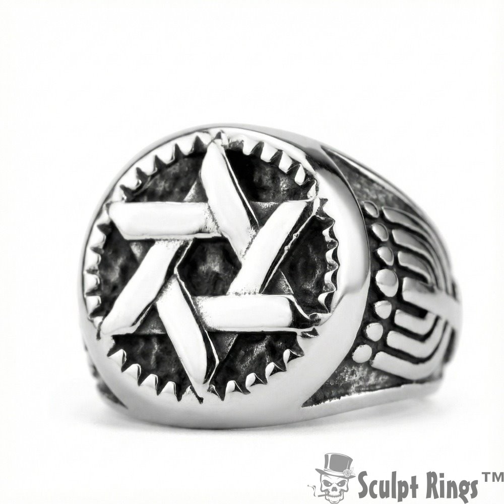 Sculpt Rings™ Star of David Stainless Steel Ring, Hexagram Style
