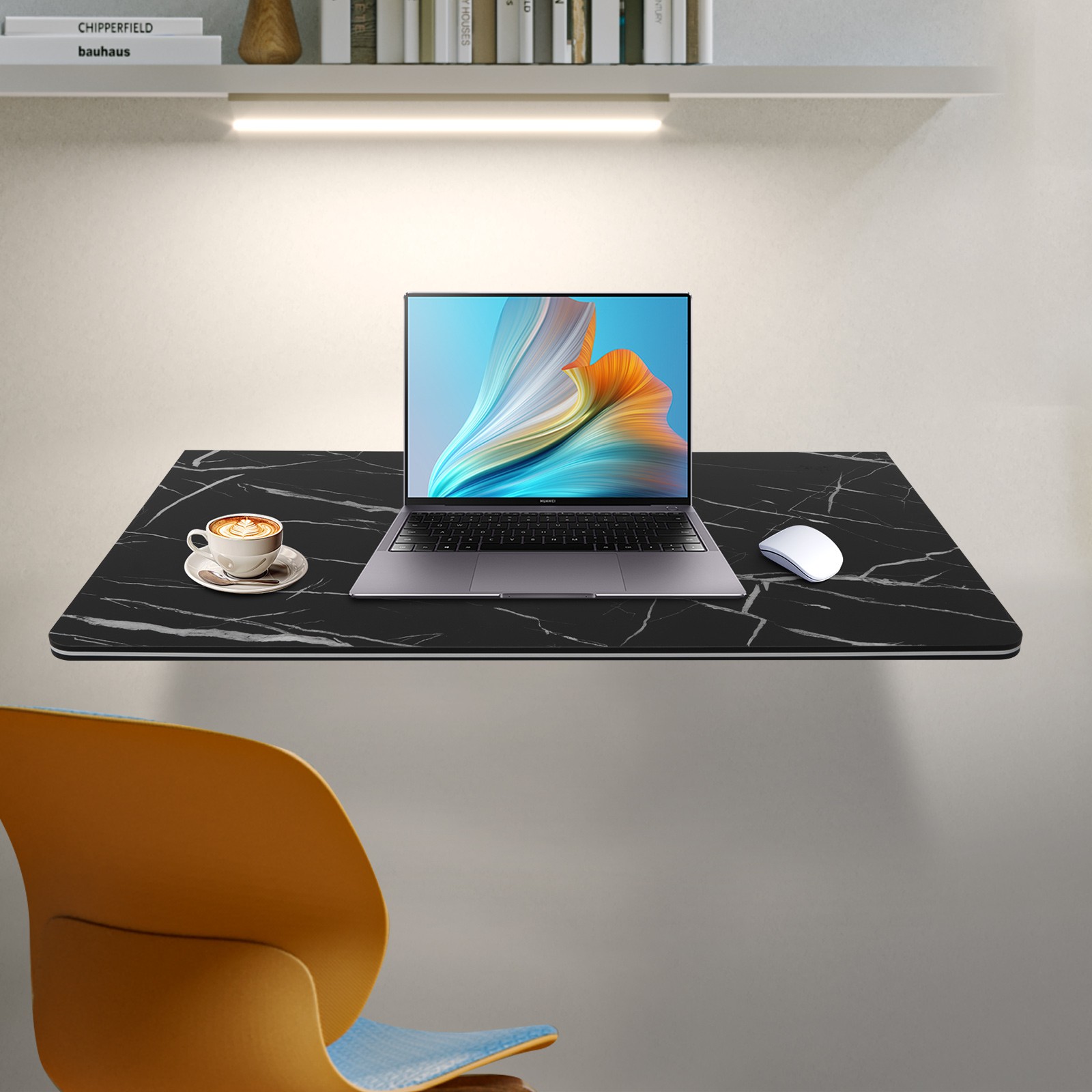 35.43x19.69in Black Wall Mounted Folding Table- Space-Saving Desk & Workbench