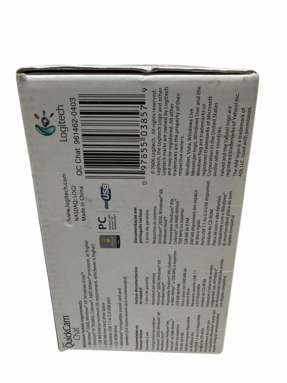 Logitech QuickCam Chat USB Webcam w/ Headset New Open Box Windows XP Vista PC