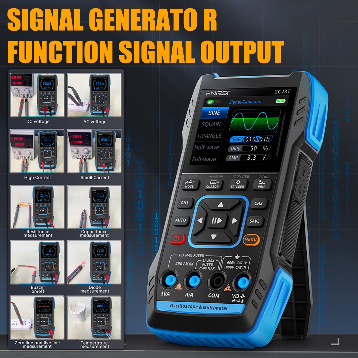 FNIRSI Function Signal Generator +2C23T Handheld Digital Oscilloscope Multimeter