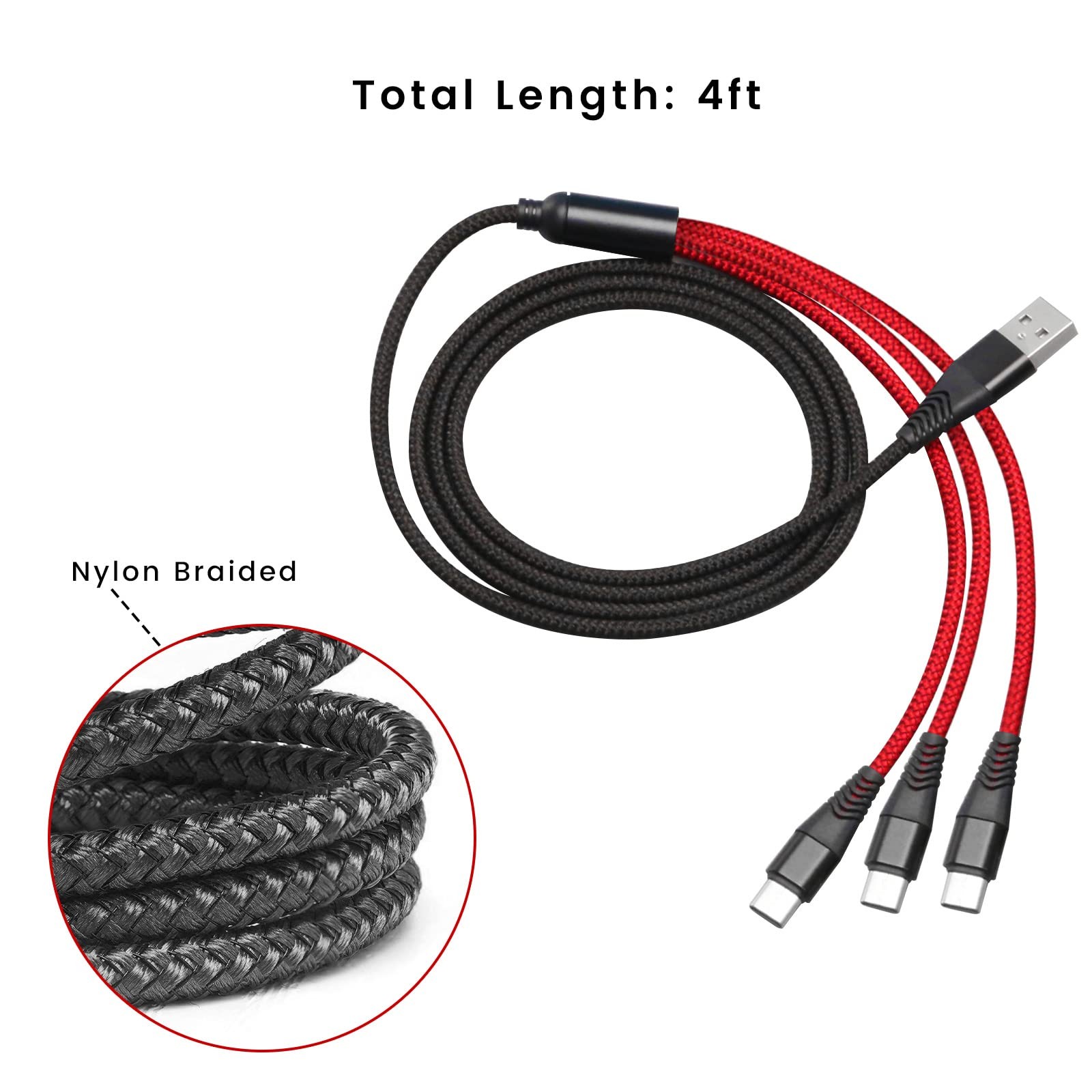 3-in-1 USB C Cable Replacement for Rode Wireless Go II Microphone System, Nyl...