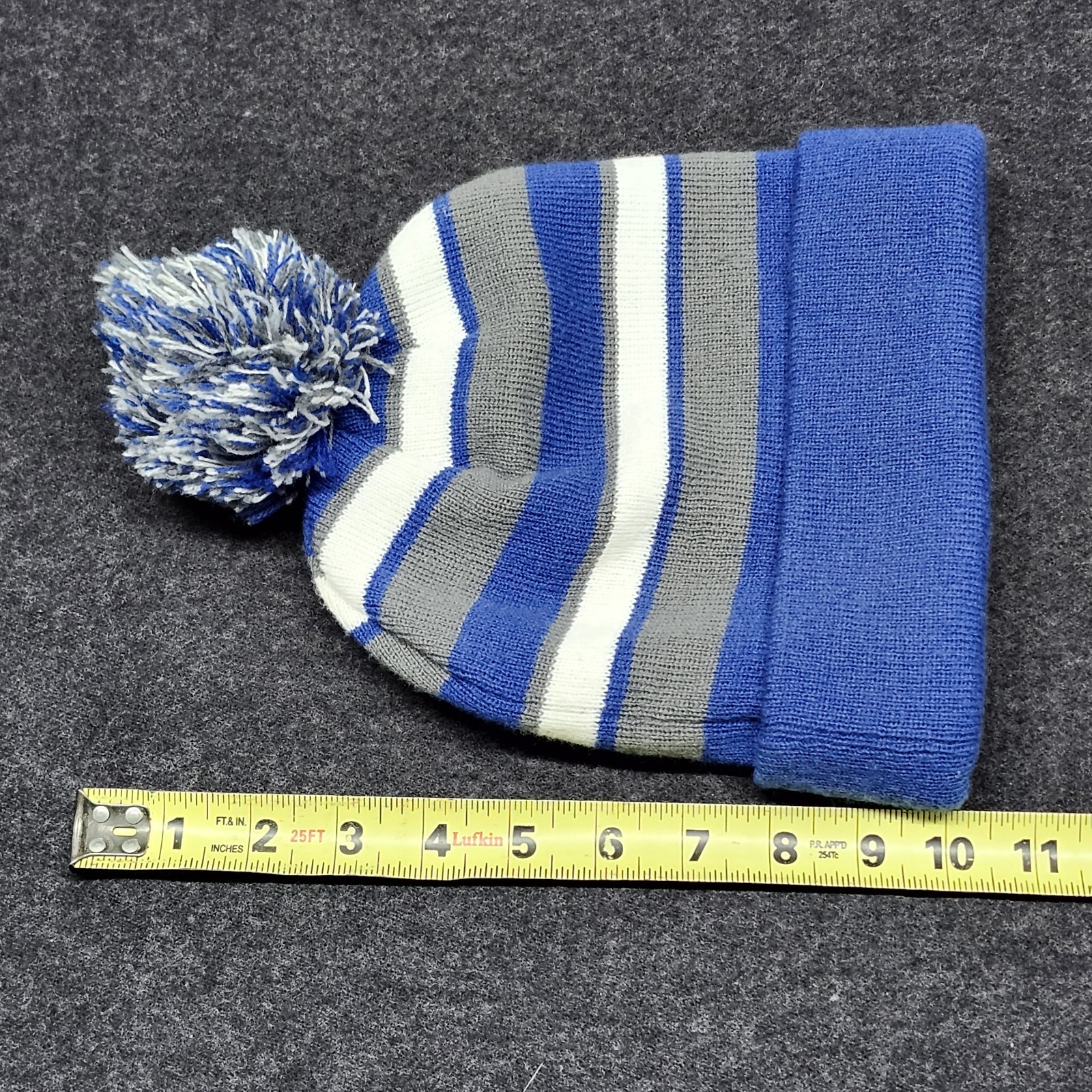 Holloway Sports Wear One Size Blue Gray White Striped Warm Winter Beanie Ski Hat