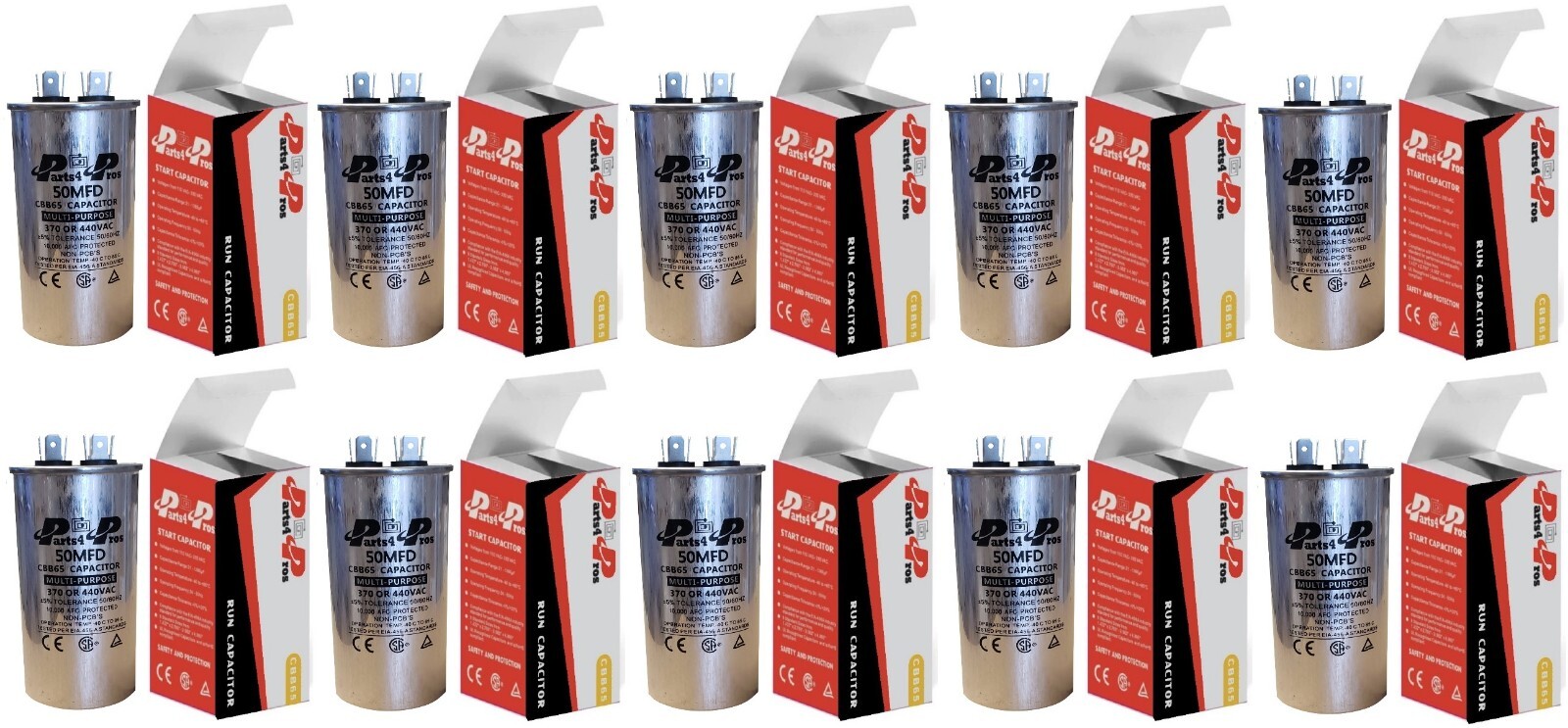 50uF MFD High Quality 370V 440V 370/440 VAC (10x) Oil Motor Run Capacitor CBB65