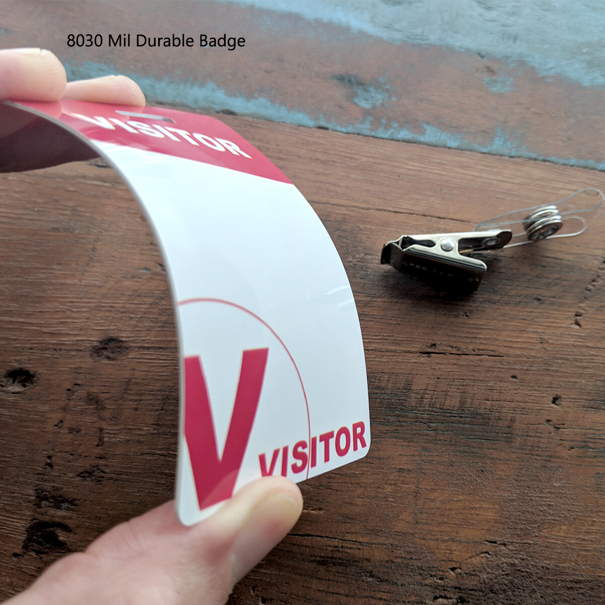 5 Pack - Heavy Duty Visitor Pass Badges with ID Clips - Reusable & Re-Writable