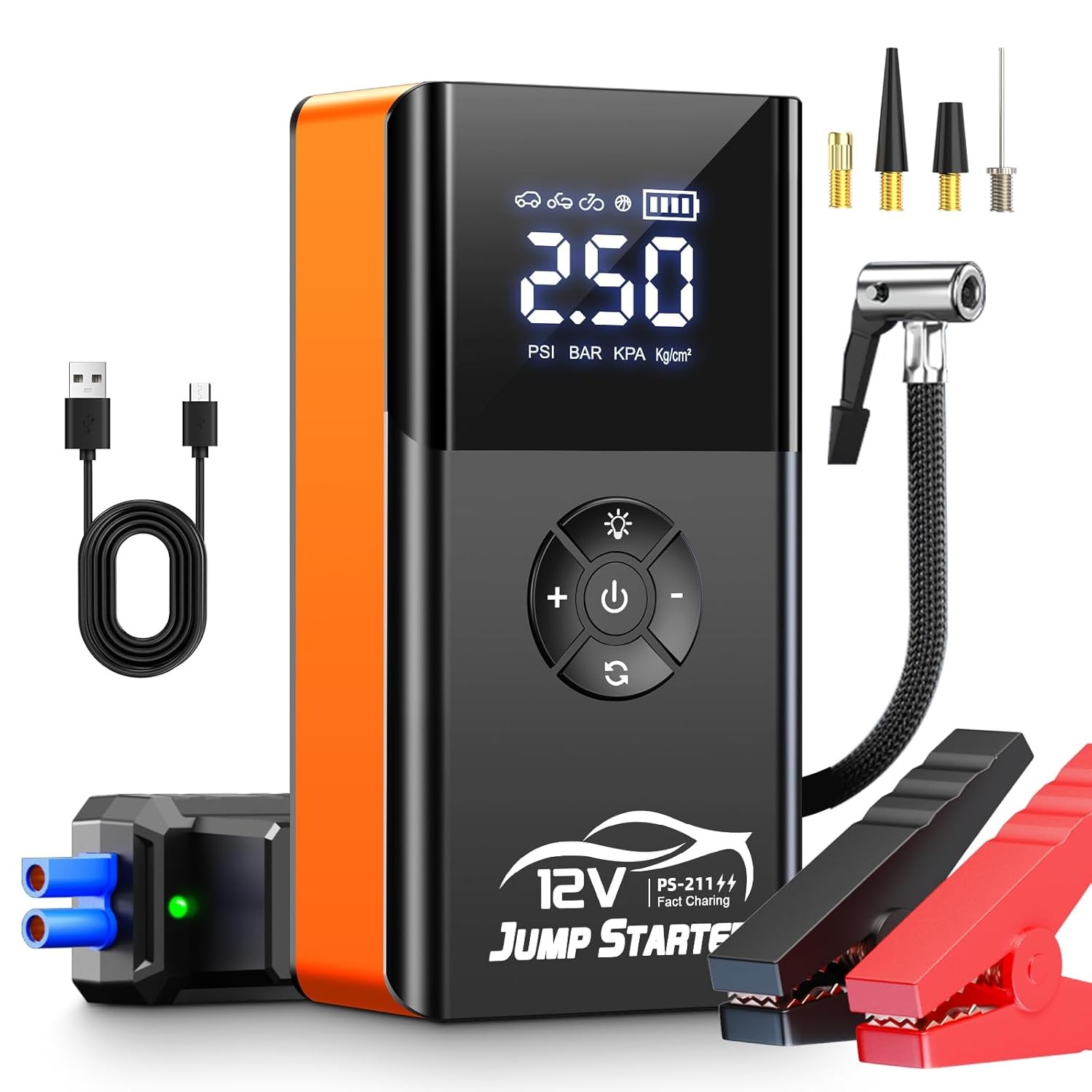 Jump Starter Air Compressor 8000A 180PSI Portable Car Battery Booster Inflator