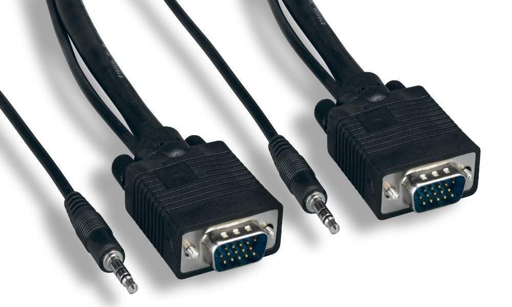 25FT SVGA Cable Monitor UL2919 HD15 with Audio 3.5 Male to Male