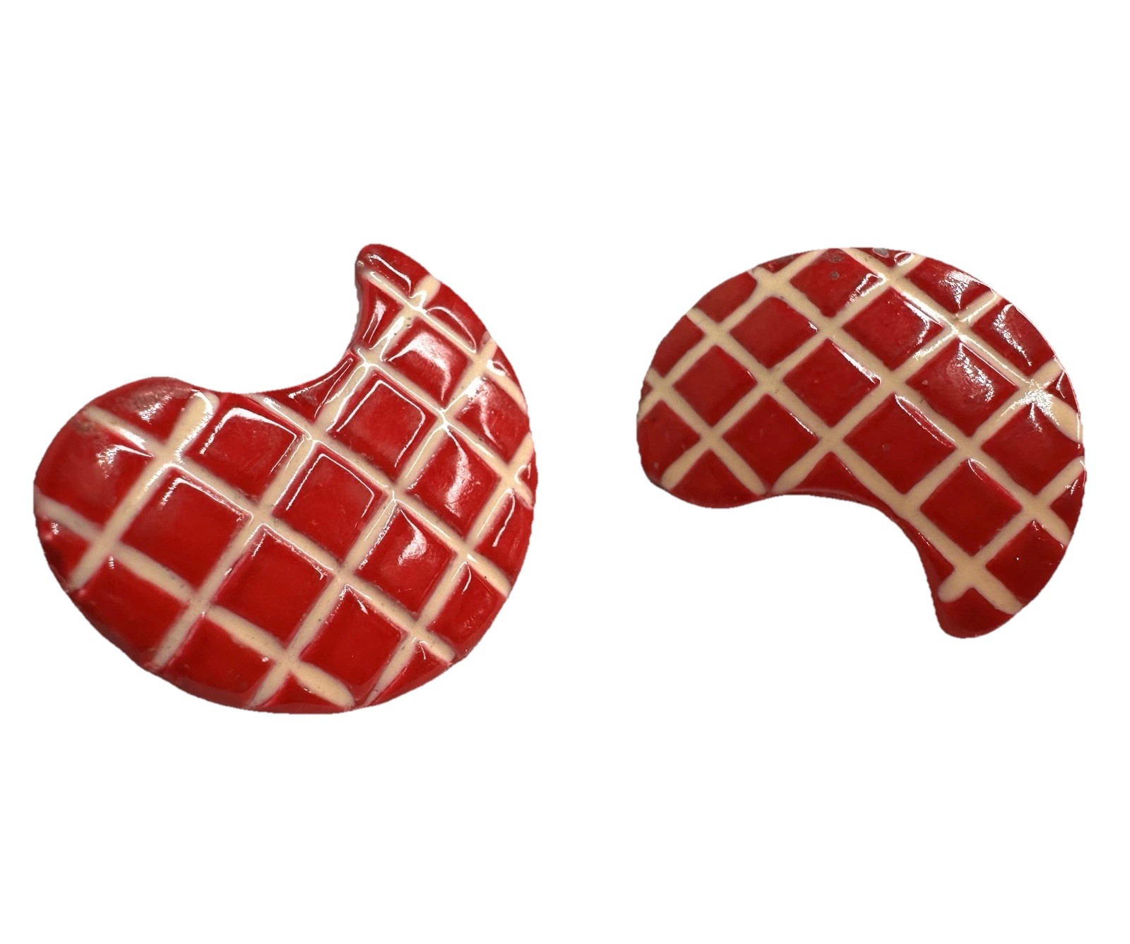 Chunky Red Enamel Earrings