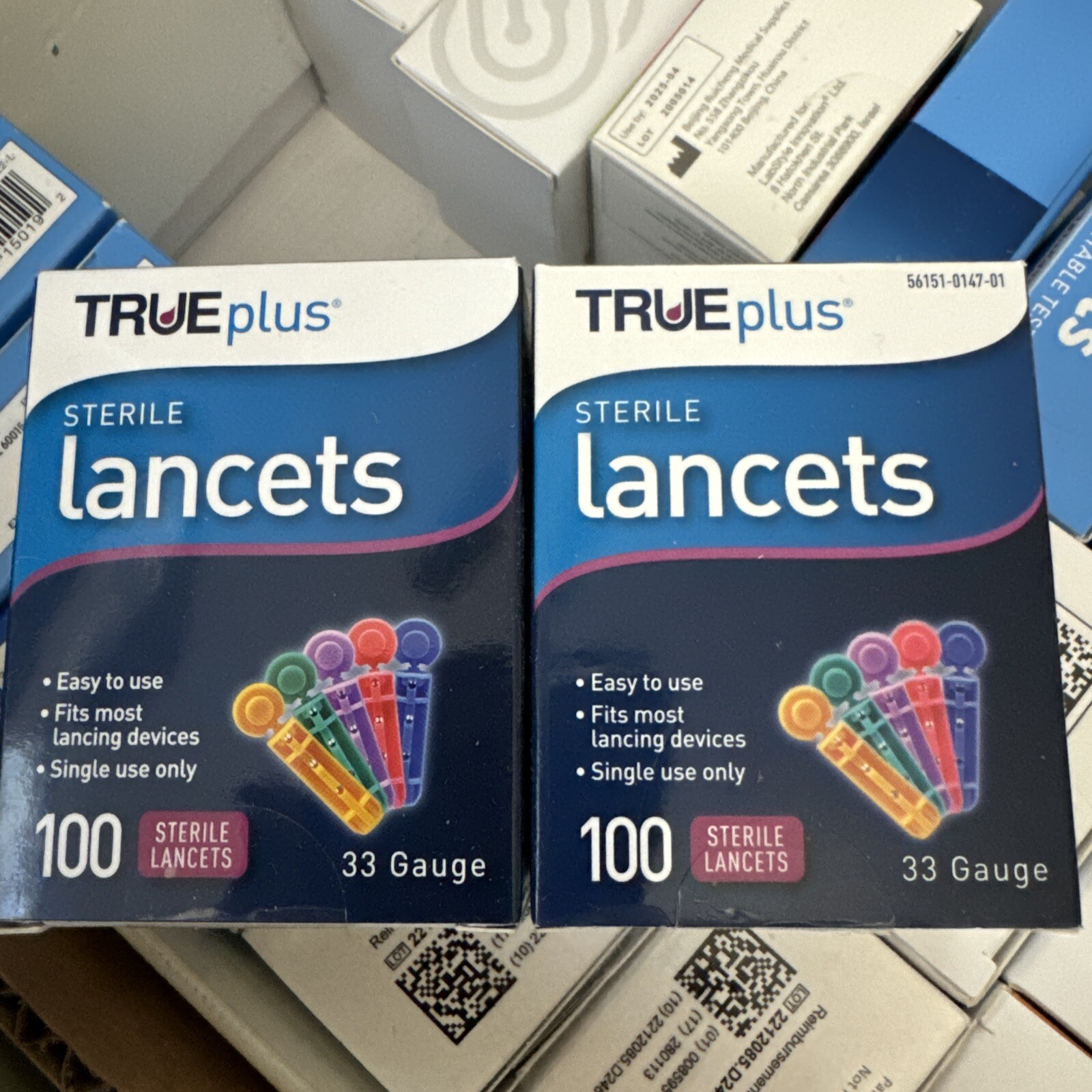 True Plus Sterile Lancets 33 Gauge 200 ct Box Diabetic Glucose Testing Supplies