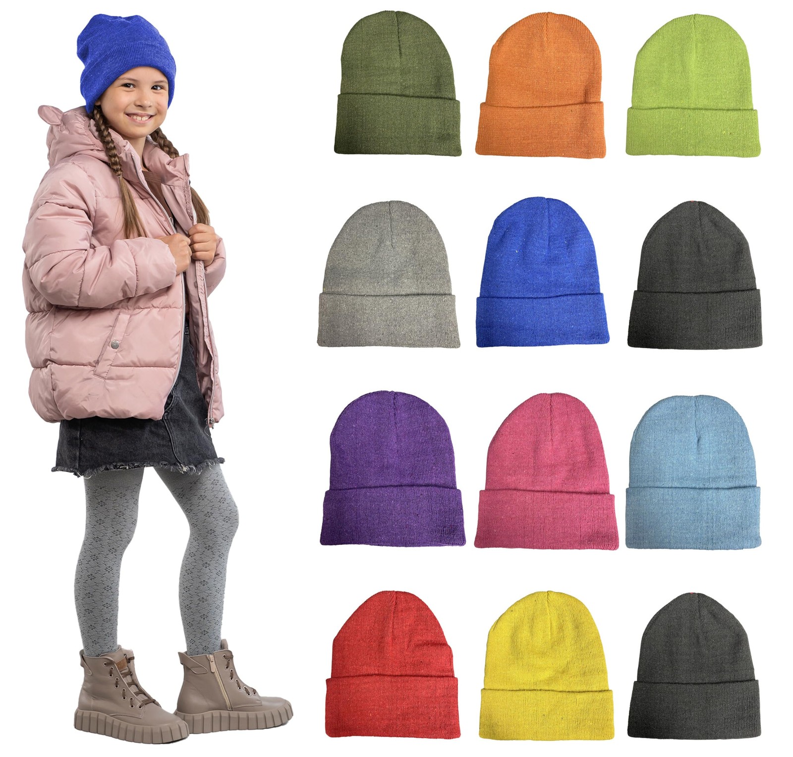 12 Pack Of Winter Beanies Wholesale Bulk Cold Weather Unisex Hat (Size Fits All)
