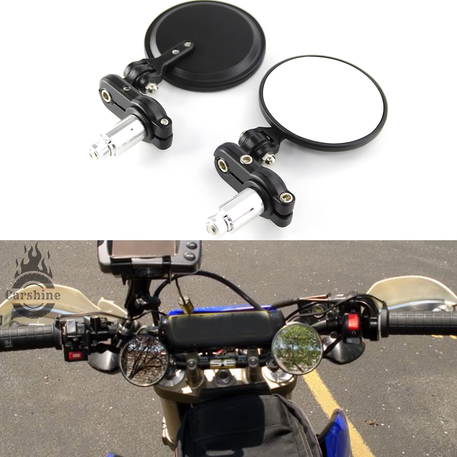 For Suzuki DRZ400 DRZ 400SM Motorcycle 7/8" Round Bar End Side Mirrors