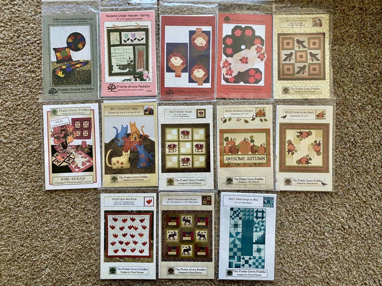 Lot of 13 Prairie Grove Peddler Patterns - Cheryl Hanes (2000s-2010s) Many Rare