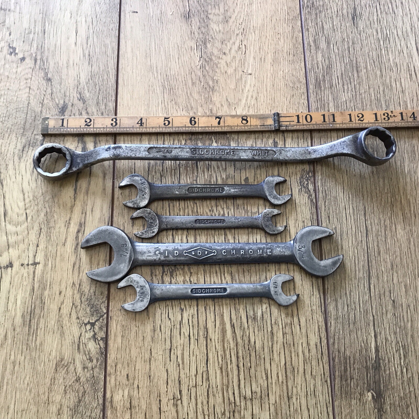 5 Vintage Sidchrome Australia Spanners Whitworth And AF.