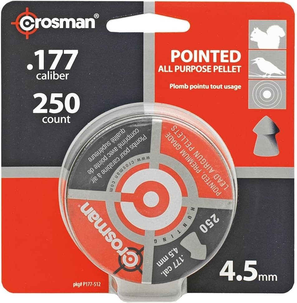 Crosman P177 .177-Caliber Pointed Pellets, 4.5mm, Black