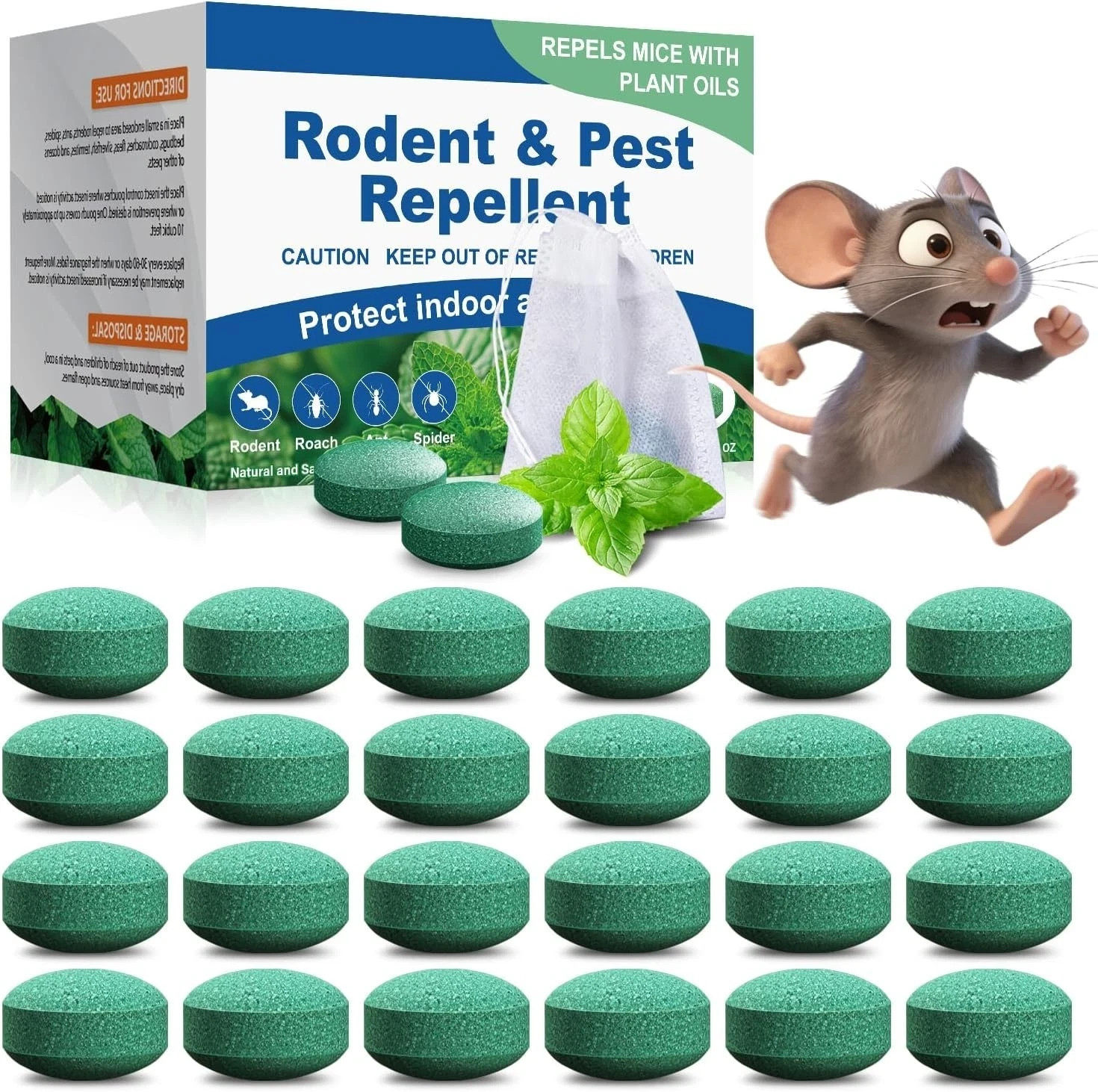 Natural Rodent Repellent Peppermint Sachets 24 Pack Mouse Mice Pest - US