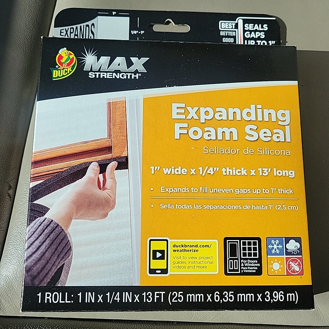 Duck Max Strength Expanding Foam Seal Black 1" Wide x 1/4" Thick x 13' Long NEW