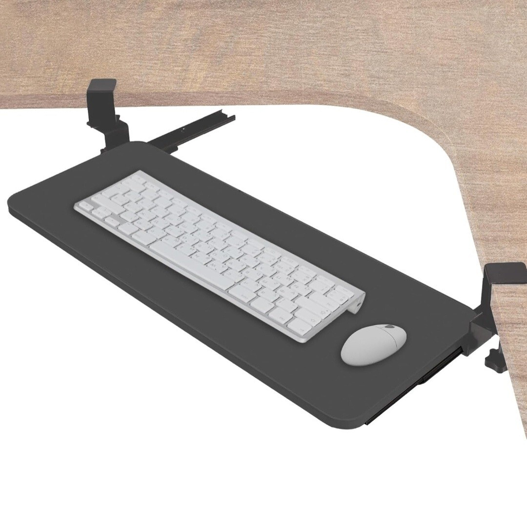Keyboard Tray Under Desk Comfort w/ Clamps for Corner or Straight Desk