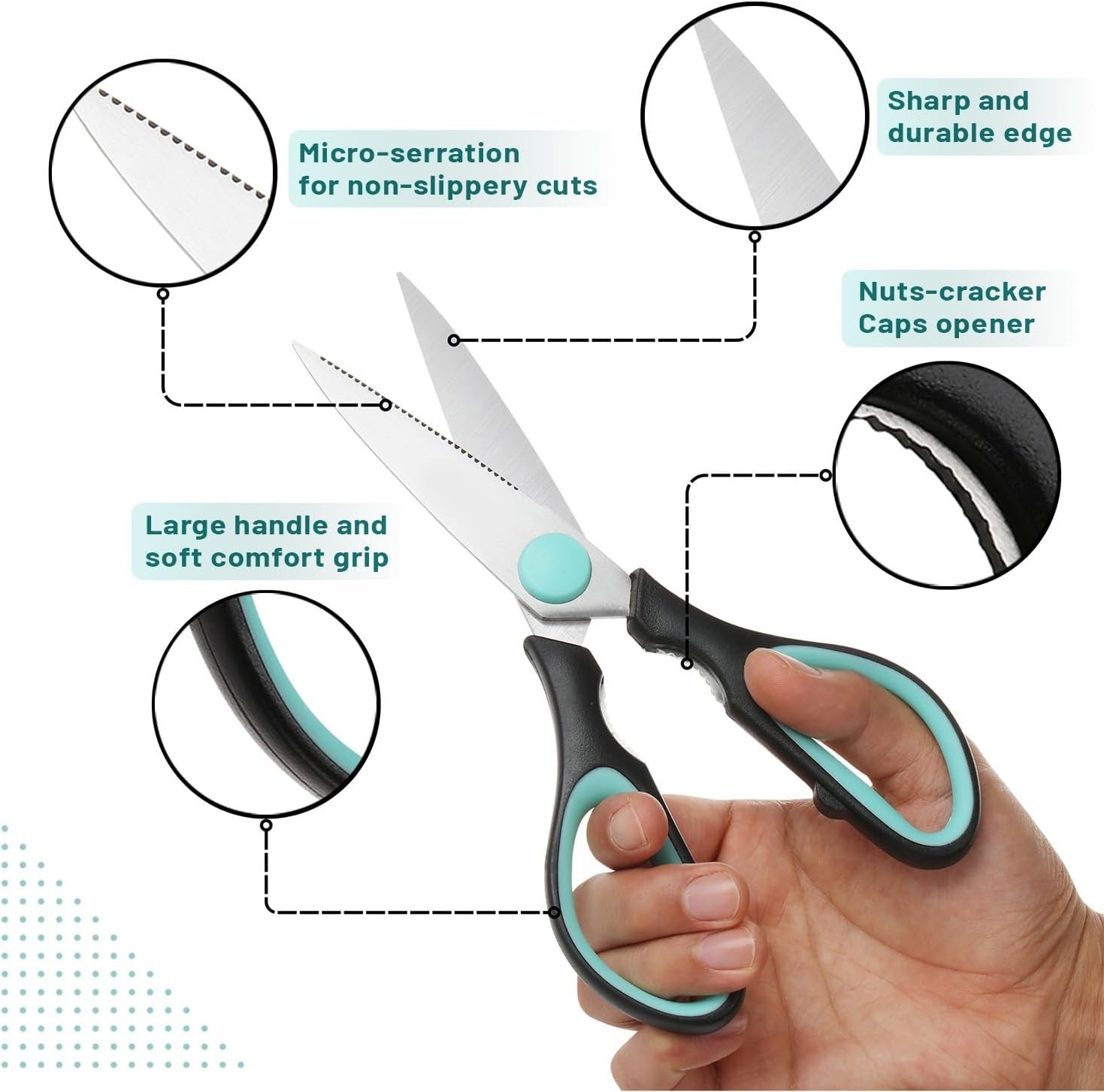 All Purpose Kitchen Shears with Protective Sheath, 8 Inch, Dishwasher Safe, S...