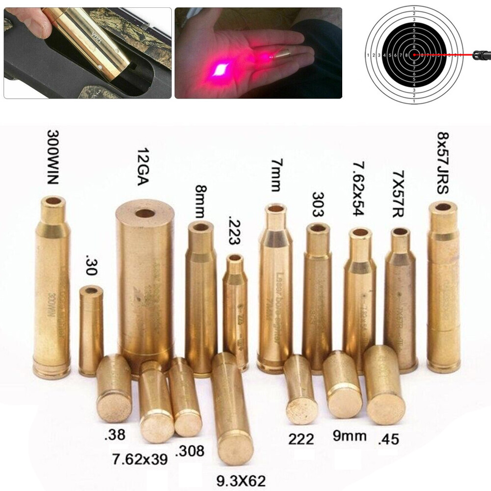 Laser Bore Sight 9mm/223REM/308/7.62X39/12GA/20GA/.308 Red Cartridge Boresighter