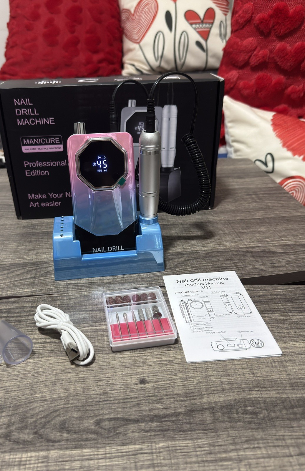 Professional Nail Drill with base, 45000RPM