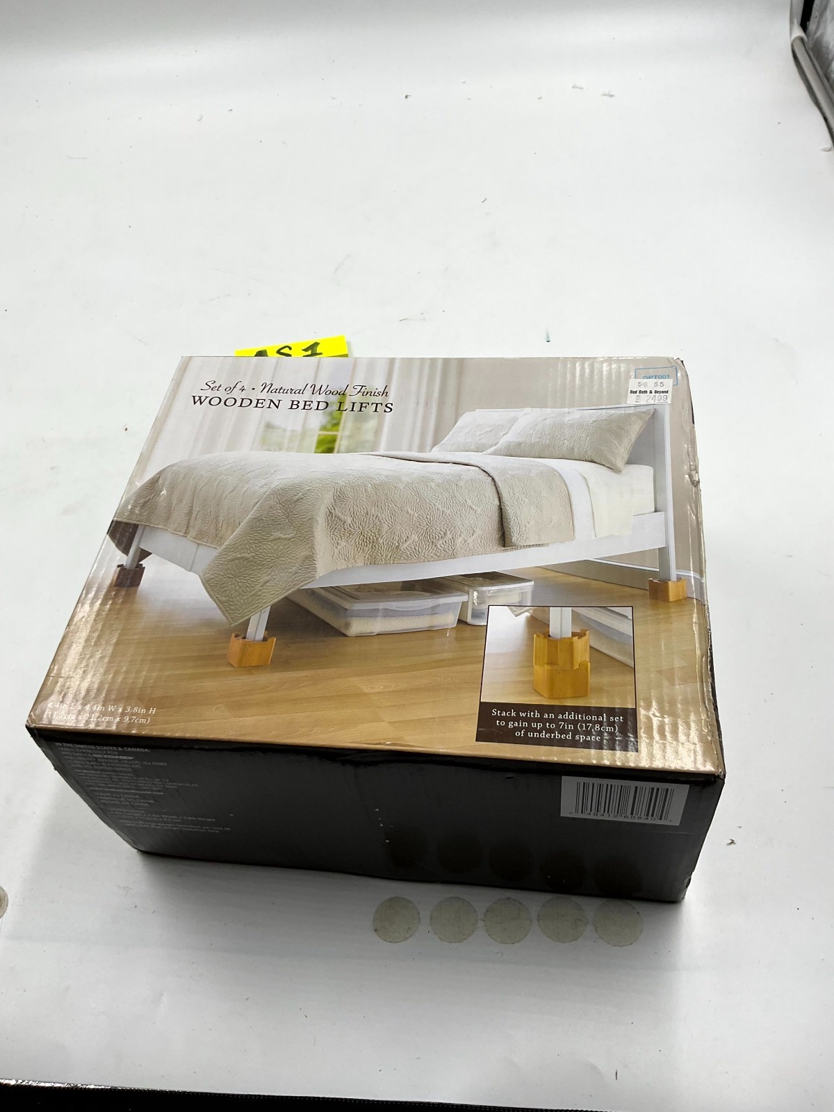 Set of 4 Richards Homewares Wooden Bed Lifts Natural Wood Stackable Design